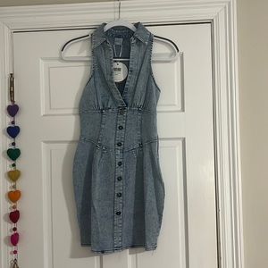 Selfie Leslie South Beach Faux Placket Collared Dress Denim Extra Small